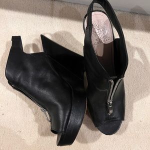 Vince Camuto - black with silver zippers wedge heels
